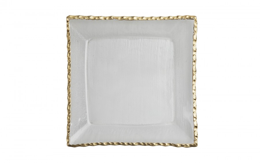 Patera szklana 21x21 cm złota AP144345