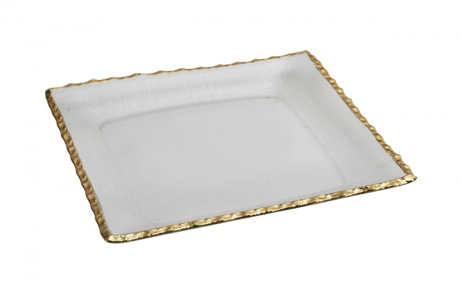 Patera szklana 21x21 cm złota AP144345