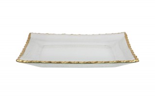 Patera szklana 21x21 cm złota AP144345