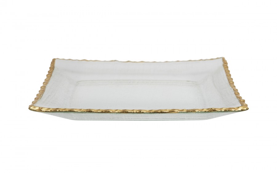 Patera szklana 21x21 cm złota AP144345