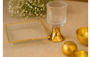 Patera szklana 21x21 cm złota AP144345