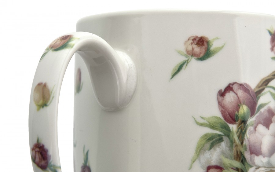 Kubek porcelanowy 360 ml Kwiaty Piwonie w koszyczku