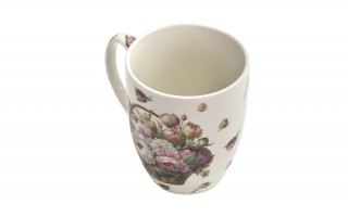 Kubek porcelanowy 360 ml Kwiaty Piwonie w koszyczku