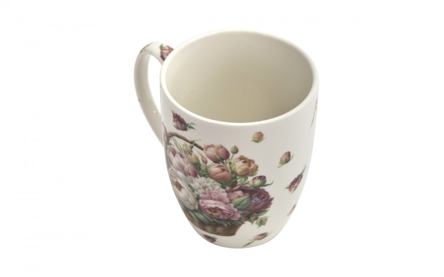 Kubek porcelanowy 360 ml Kwiaty Piwonie w koszyczku