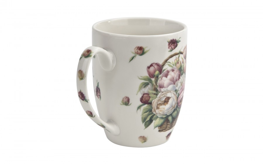 Kubek porcelanowy 360 ml Kwiaty Piwonie w koszyczku