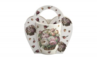 Kubek porcelanowy 360 ml Kwiaty Piwonie w koszyczku