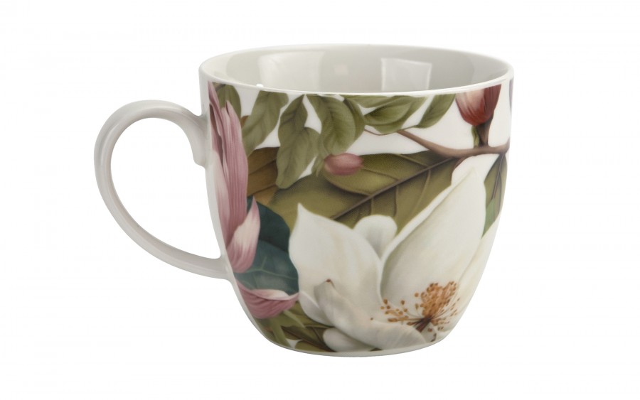 Kubek porcelanowy 460 ml Kwiaty Magnolie w koszyczku