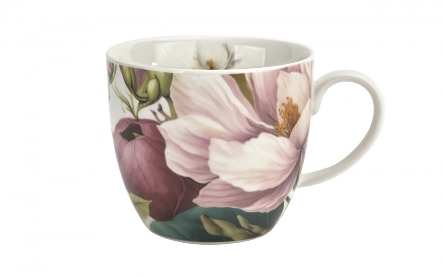 Kubek porcelanowy 460 ml Kwiaty Magnolie w koszyczku