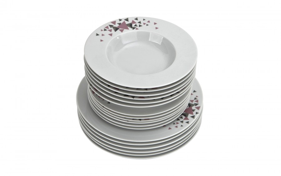 Komplet talerzy dla 6 osób Geometric 18 el.