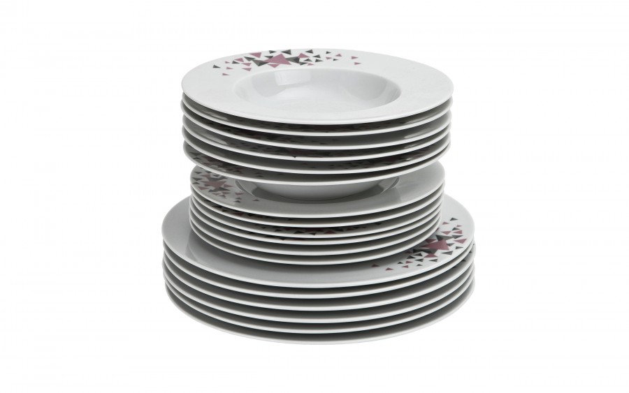 Komplet talerzy dla 6 osób Geometric 18 el.