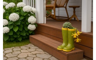 Osłonka ceramiczna Buty zielono-żółte