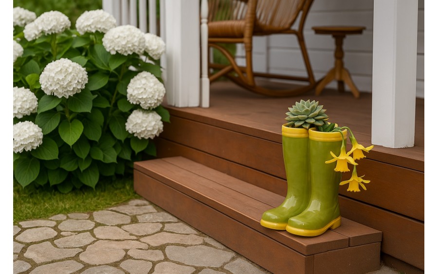 Osłonka ceramiczna Buty zielono-żółte