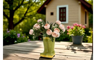 Osłonka ceramiczna Buty zielono-żółte