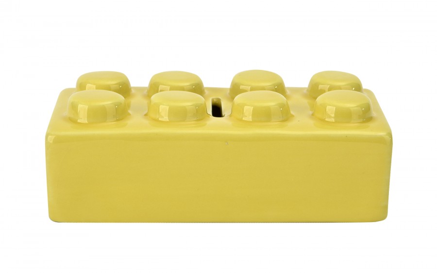 Skarbonka ceramiczna Klocek żółta 16x8x6 cm
