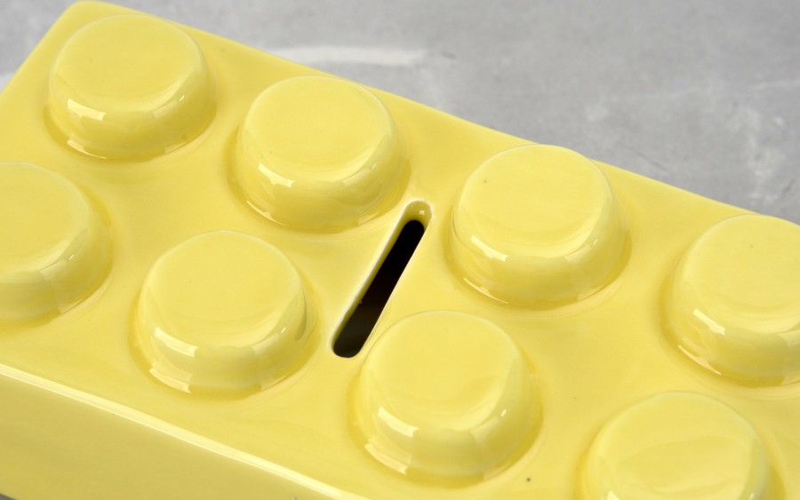 Skarbonka ceramiczna Klocek żółta 16x8x6 cm