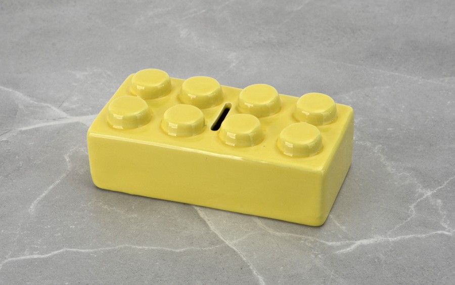 Skarbonka ceramiczna Klocek żółta 16x8x6 cm