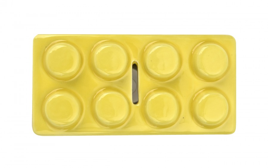 Skarbonka ceramiczna Klocek żółta 16x8x6 cm