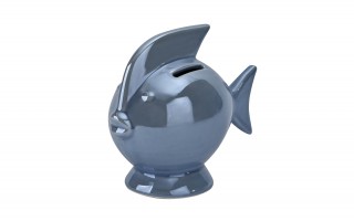 Skarbonka ceramiczna Ryba błękitna mała 14x7,5 cm