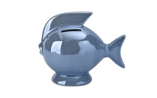 Skarbonka ceramiczna Ryba błękitna mała 14x7,5 cm