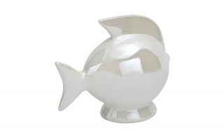 Skarbonka ceramiczna Ryba biała mała 14x7,5 cm