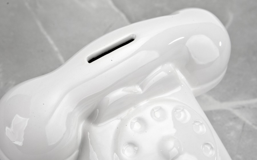 Skarbonka ceramiczna Telefon biały 18x13 cm