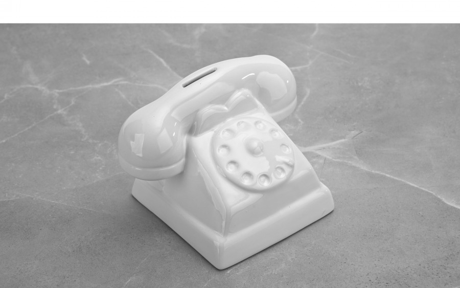 Skarbonka ceramiczna Telefon biały 18x13 cm