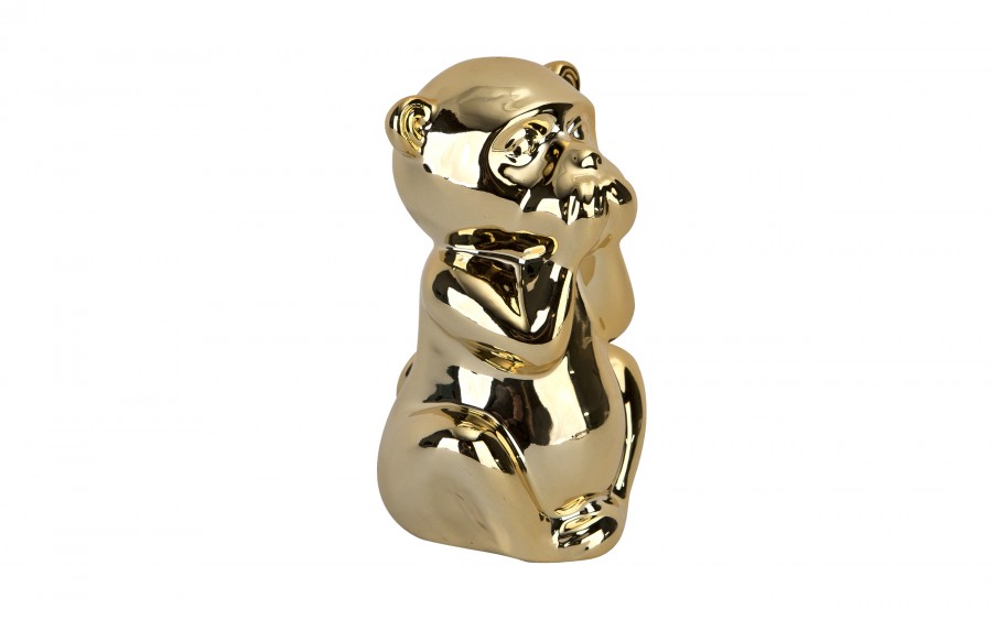 Skarbonka ceramiczna Małpka "Usta" złota