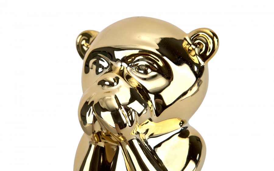 Skarbonka ceramiczna Małpka "Usta" złota