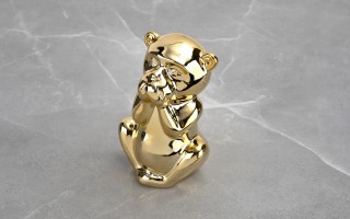 Skarbonka ceramiczna Małpka "Usta" złota