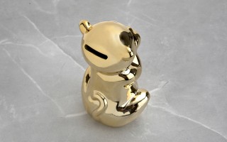 Skarbonka ceramiczna Małpka "Usta" złota