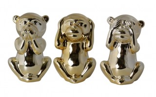 Skarbonka ceramiczna Małpka "Uszy" złota