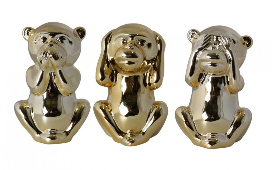 Skarbonka ceramiczna Małpka "Uszy" złota