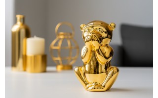 Skarbonka ceramiczna Małpka "Usta" złota