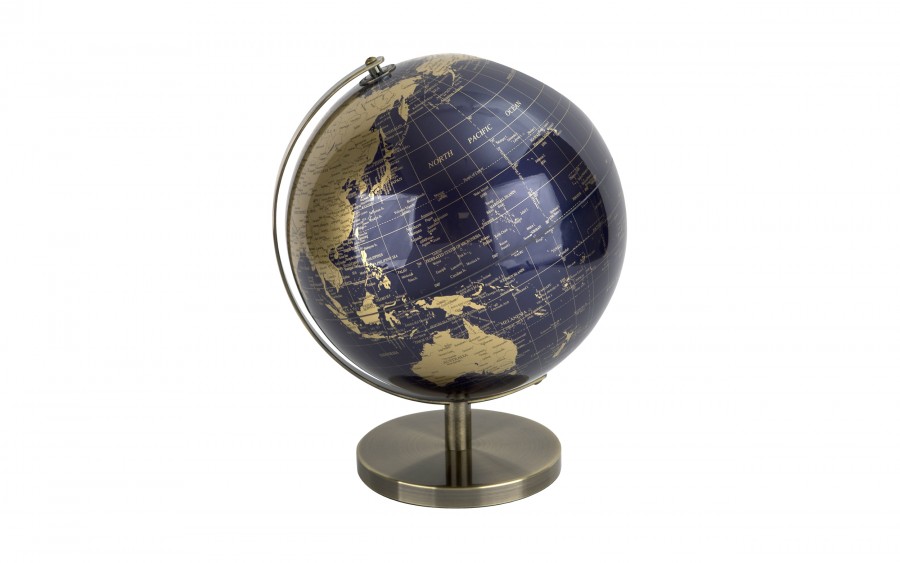 Globus Ziemi granatowo złoty duży