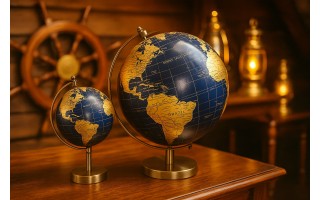 Globus Ziemi granatowo złoty duży