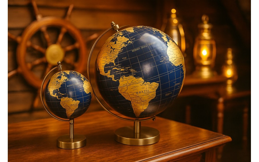 Globus Ziemi granatowo złoty mały