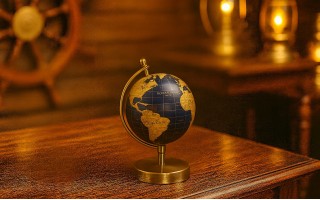 Globus Ziemi granatowo złoty mały