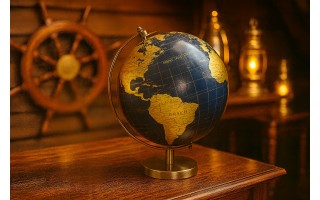 Globus Ziemi granatowo złoty duży