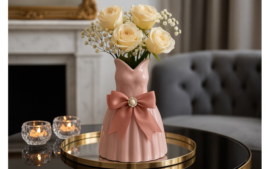 Wazon ceramiczny Sukienka różowa