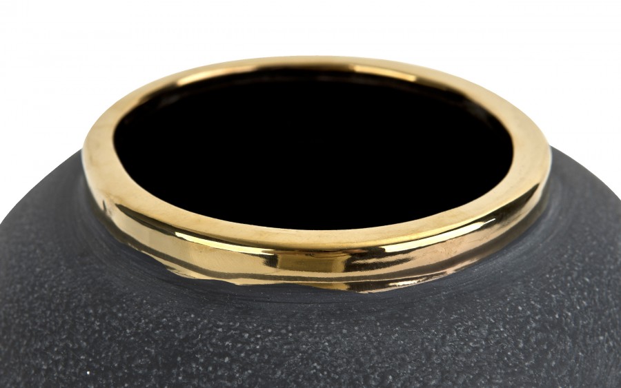 Wazon ceramiczny 38 cm szaro-złoty 179099