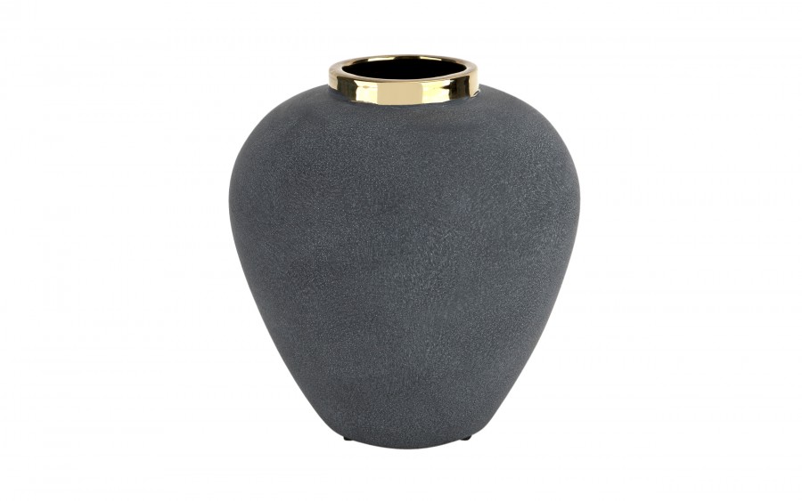 Wazon ceramiczny 27 cm szaro-złoty 179097