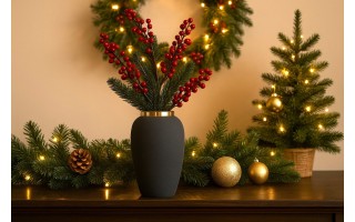 Wazon ceramiczny 38 cm szaro-złoty 179099