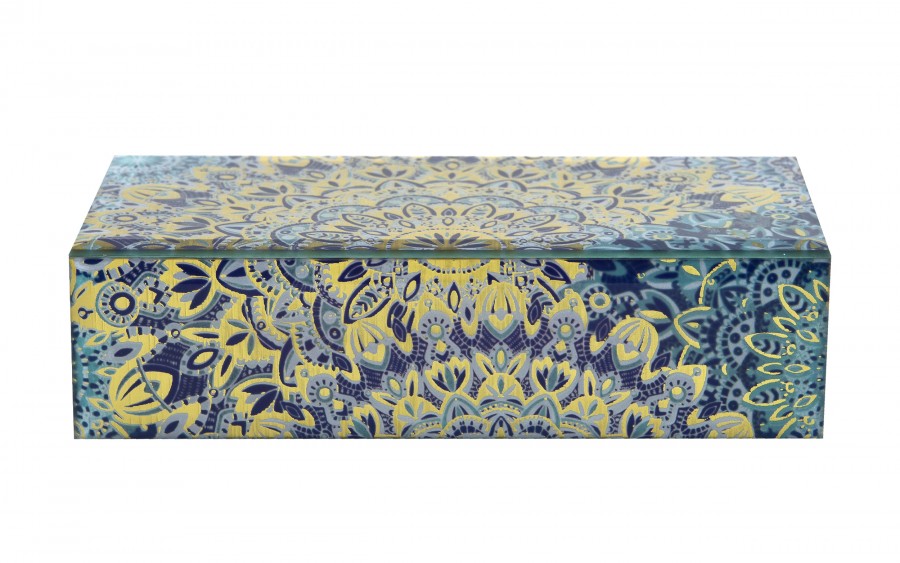 Szkatułka na biżuterię szklana niebieska 20x9,5x5,5 cm