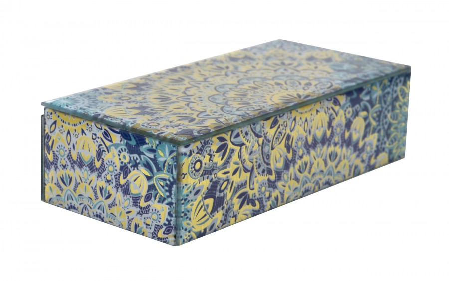 Szkatułka na biżuterię szklana niebieska 20x9,5x5,5 cm