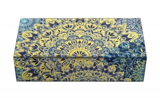 Szkatułka na biżuterię szklana niebieska 20x9,5x5,5 cm