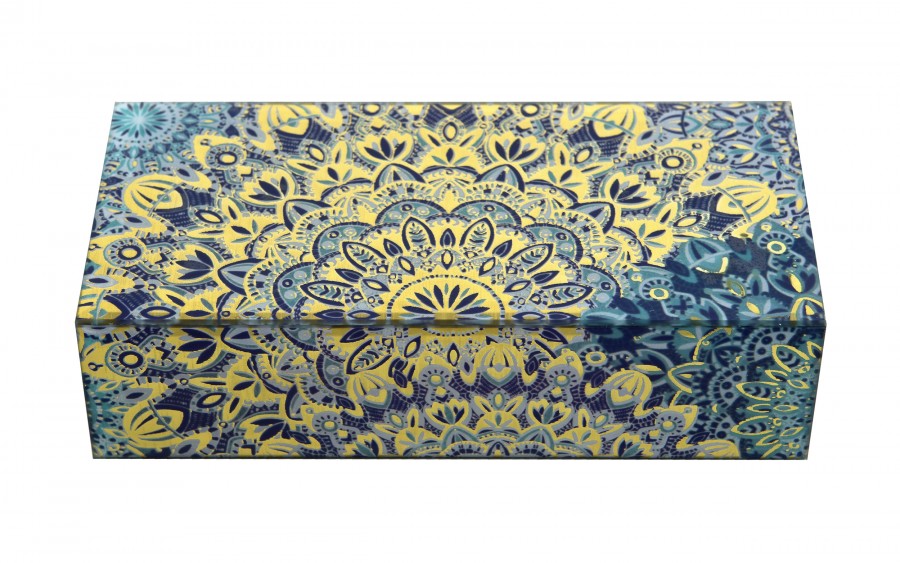 Szkatułka na biżuterię szklana niebieska 20x9,5x5,5 cm