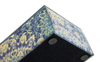 Szkatułka na biżuterię szklana niebieska 20x9,5x5,5 cm