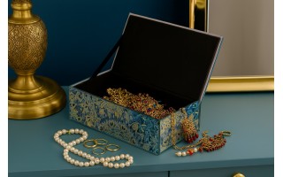 Szkatułka na biżuterię szklana niebieska 20x9,5x5,5 cm