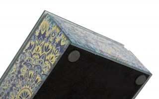 Szkatułka na biżuterię szklana niebieska 15,5x11,5x5,5 cm