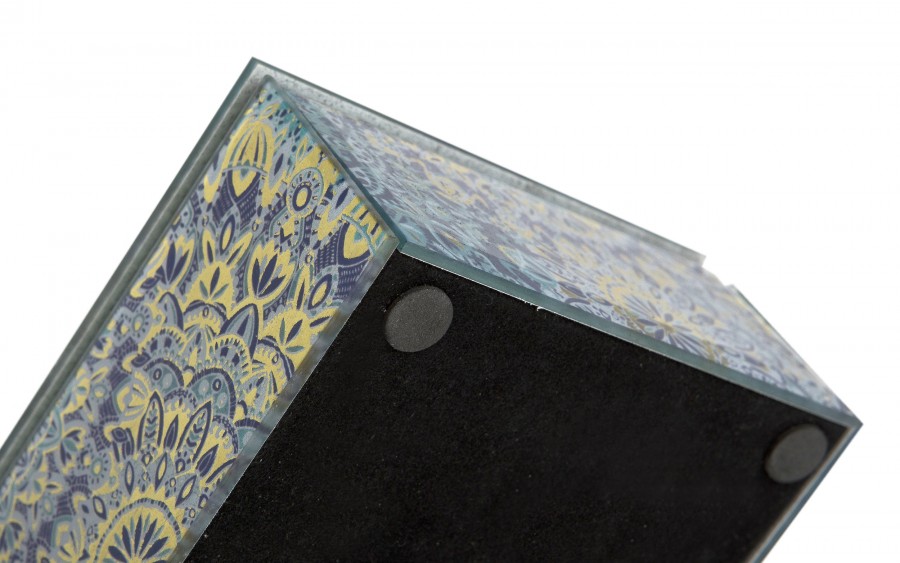 Szkatułka na biżuterię szklana niebieska 15,5x11,5x5,5 cm